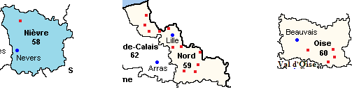 Nièvre (58) Nord (59) Oise(60)