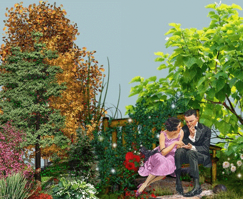 Couple d'amoureux sur un banc