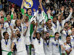 Les joueurs du Real Madrid célébrant leur sacre en Ligue des Champions