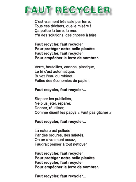 Faut recycler - CHANSONS D'ÉCOLE