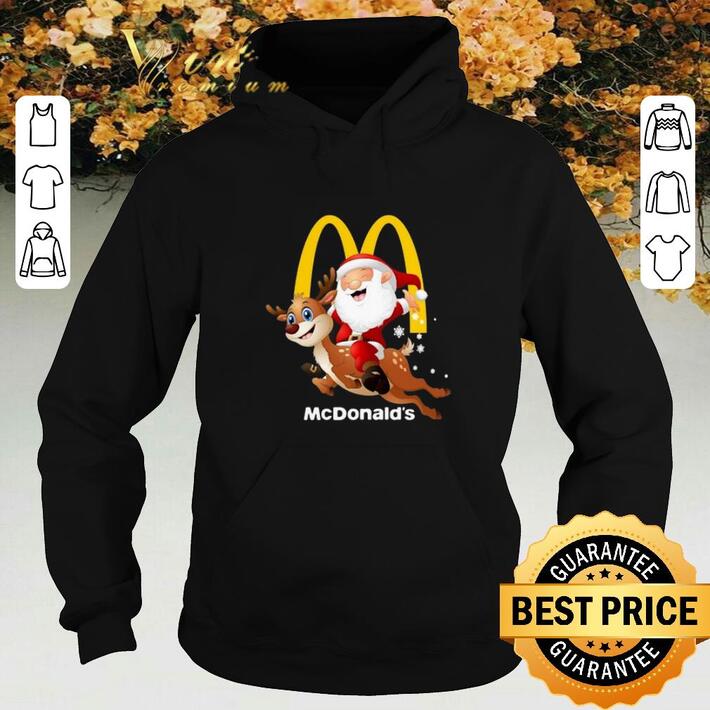 Nice Santa Claus riding reindeer McDonald's shirt