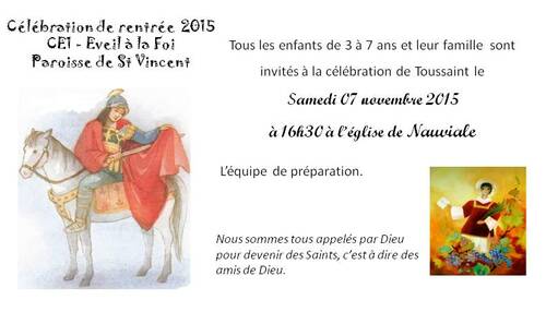 Invitation célébration de Toussaint le 07 novembre 2015 à Nauviale