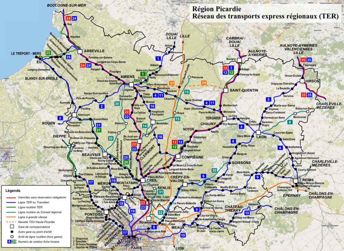 Carte TER Haut de France