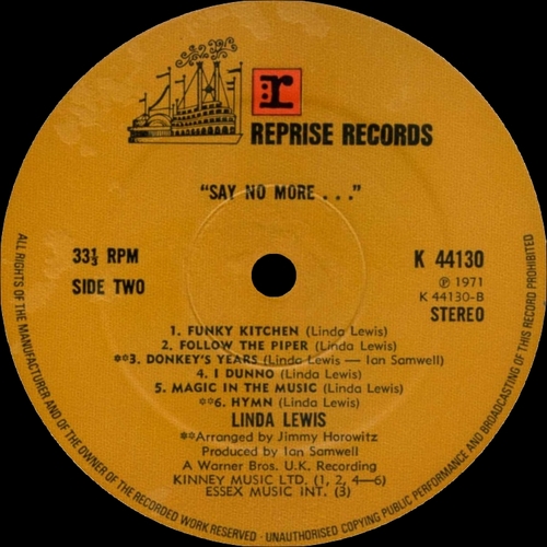 Linda Lewis : Album " 'Say No More...' " Reprise Records K 44130 [ UK ] en 1971