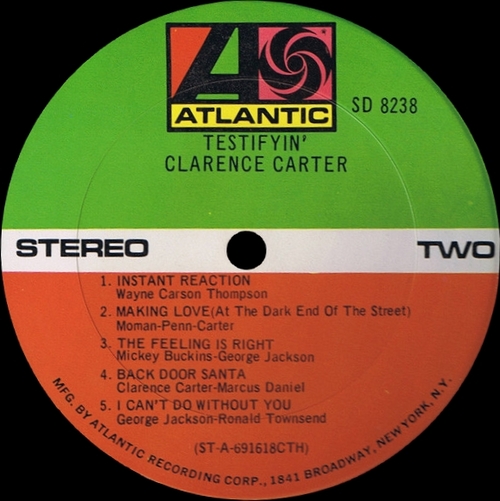 Clarence Carter : Album " Testifyin' " Atlantic Records SD 8238 [ US ]