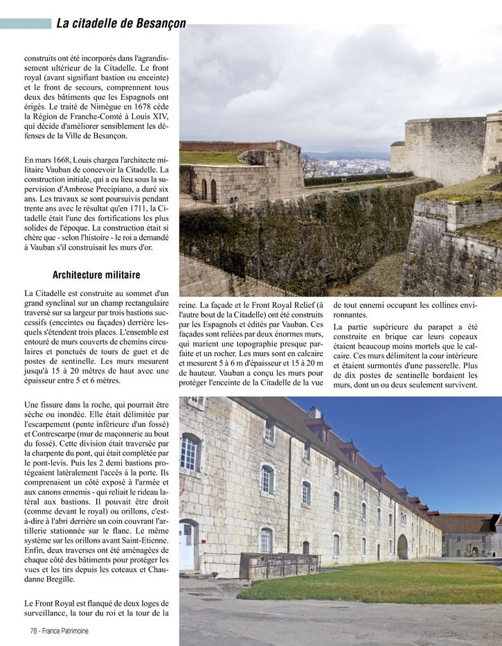 Les plus beaux sites de France - La Citadelle de Besançon (6 pages)