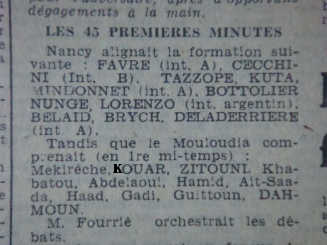 SAMEDI 6.6.1953 Amical FC Nancy-MCA 6-1