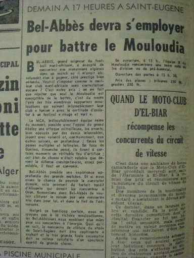 19.6.1955 Amical MCA-SC Bel Abbès 1-0