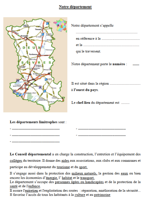 Nouveau document CM : mon département les Deux Sèvres