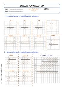 Evaluations CM La technique de la multiplication