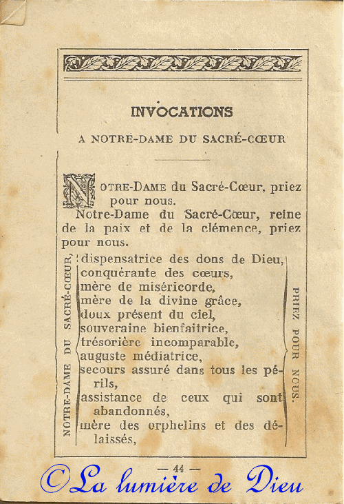 Neuvaine du souvenez-vous à Notre-Dame du Sacré-Cœur