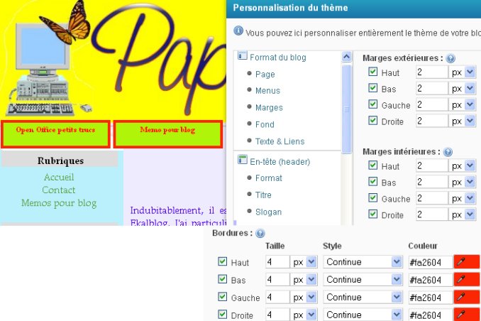 L'adjonction de boutons sur Eklablog