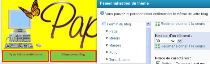 L'adjonction de boutons sur Eklablog