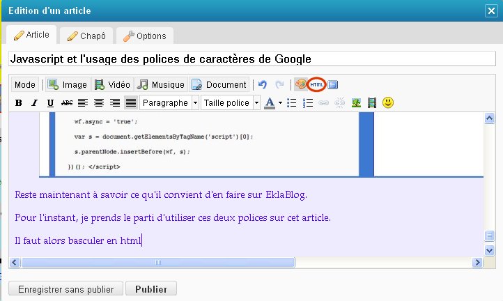 Javascript et l'usage des polices de caractères de Google