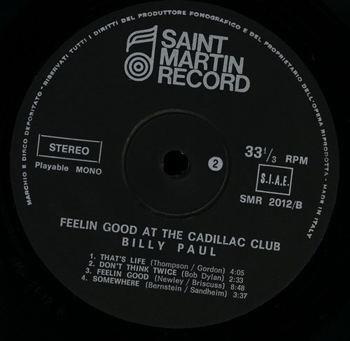 1973 : Billy Paul : Album " Feelin' Good At The Cadillac Club " Philadelphia International Records KZ 32119 [ US ]