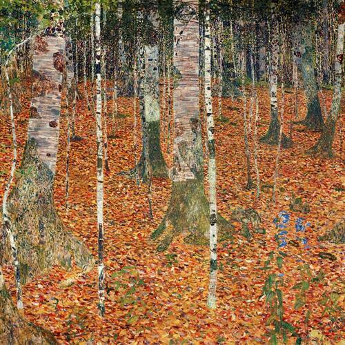 Klimt : forêt de bouleaux