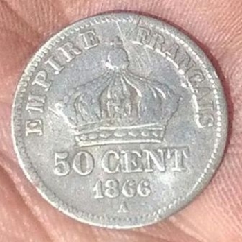 50 cent 1866  Napoléon III   revers