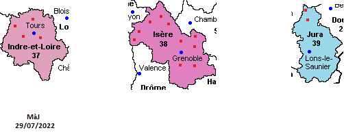 Indre et Loire (37) Isère (38) Jura (39)