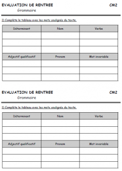 EVALUATION DE RENTREE