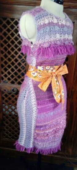 Tissage pour une Robe en Laine Rose Fuchia & Free Form Crochet pour le Châle : Printemps 2016 n° 3