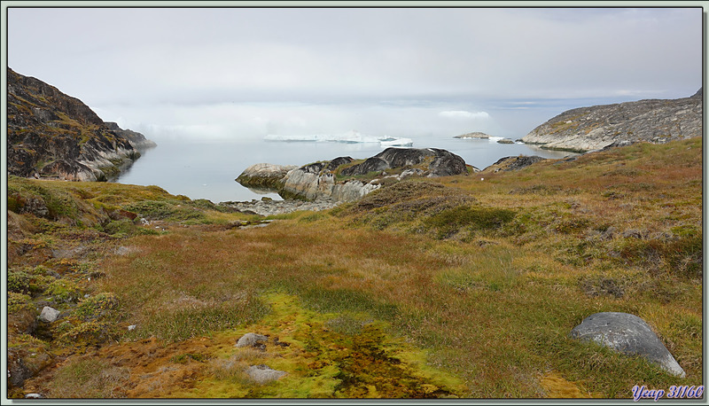 Petit à petit la brume se dissipe au fur et à mesure de notre progression au-dessus de la Baie de Sermermiut - Baie de Disko - Groenland
