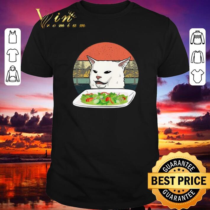 Pretty White Cat at dinner vintage shirt