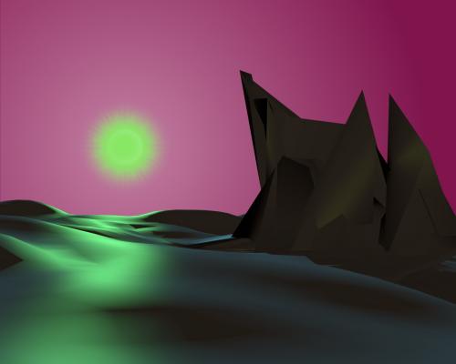 Mon paysage d'un monde lointain avec un ciel dégradé.