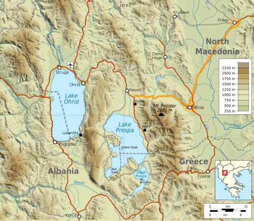 Les lacs Prespes, entre République de Macédoine du Nord, Grèce, Albanie