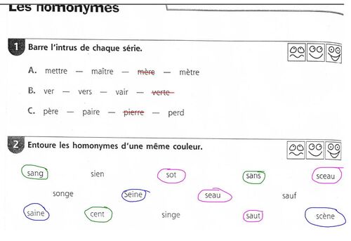 Vocabulaire: les homonymes