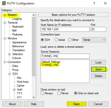 Se connecter en VNC à un serveur/Bureau OpenIndiana en créant un tunnel SSH avec Putty