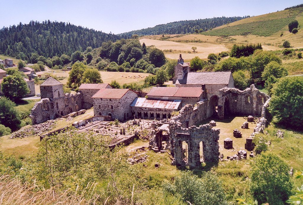 Vue d'ensemble des ruines de Mazan-l'Abbaye.