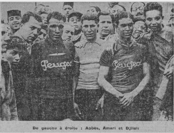 28.3.1937 cyclisme Abbès, Amaei et Djilalli Bencheikh  triomphent