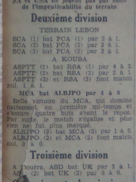 Dimanche 22.3.1931 ABJPO (Alger la blanche Joyeuse Pensée Olympique)-MCA 0-4