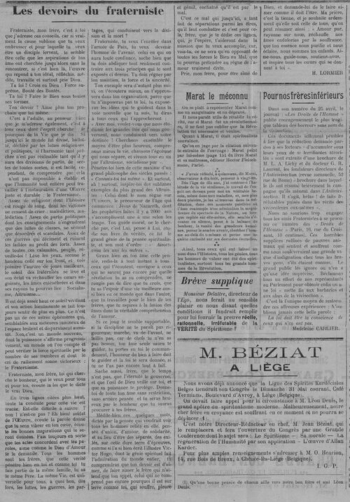 Le Devoir du fraterniste & M. Béziat à Liège (Le Fraterniste 22 mai 1914)