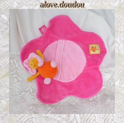 Doudou Abeille Bibi Louna Moulin Roty Plat Fleur Rose Orange Jaune Poche