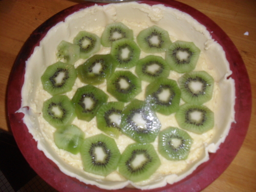 dessert simple et efficace..un flan pâtissier...au kiwi