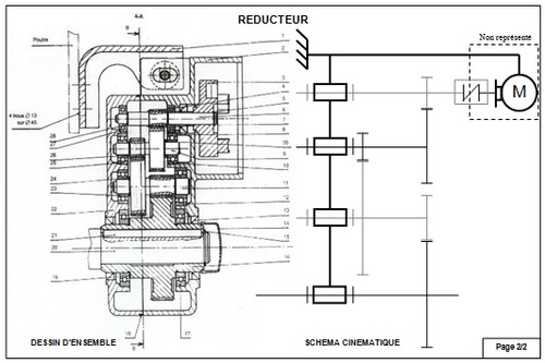 transmission de mouvement / réducteur 3 étages