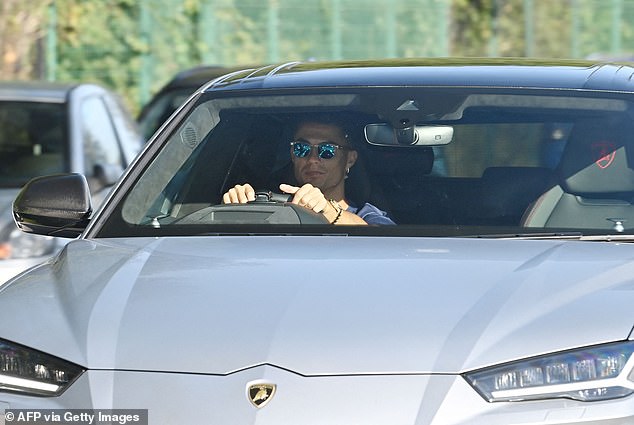 Cristiano Ronaldo arrived for Manchester United training in style as he drove his Lamborghini
