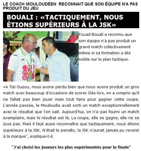 jeudi 01.05.2014 à Blida Finale MCA-JSK 1-1 (5-4 aux tir au but)