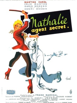NATHALIE AGENT SECRET BOX OFFICE FRANCE 1959 AFFICHE DE CLEMENT HUREL