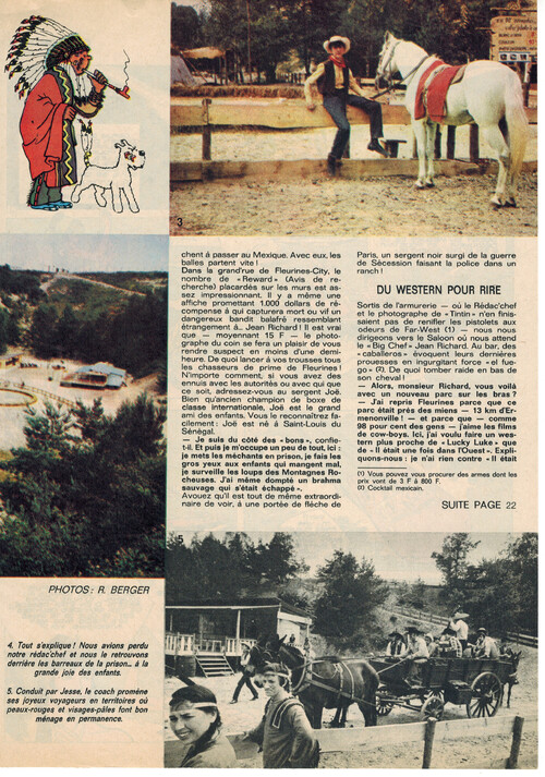 article paru dans le journal Tintin sur la Vallée des Peaux Rouges