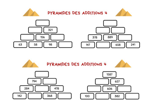 Pyramides des additions et des soustractions