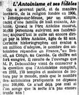 L'Antoinisme et ses fidèles (L'Indépendance belge, 19 mai 1934)(Belgicapress)