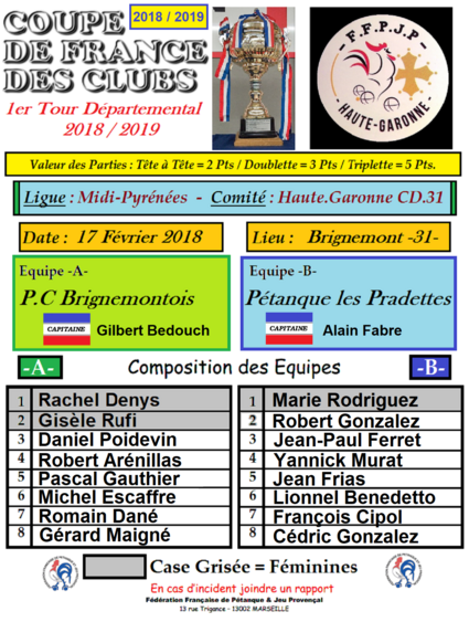 1er tour contre l'Amicale Bouliste des Pradettes.