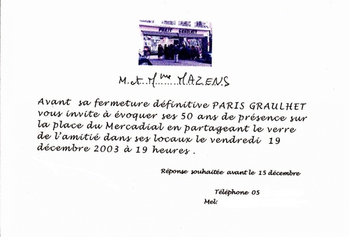 PARIS-GRAULHET : 2003 la fermeture