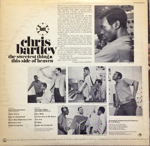 Chris Bartley : Album " The Sweetest Thing This Side Of Heaven " Vando Records VAS 60,000 [ US ]