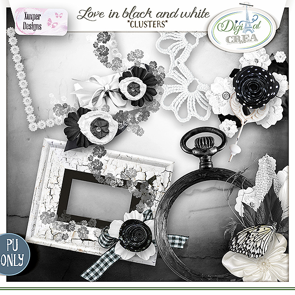 Love in black and white Clusters by Xuxper Designs
