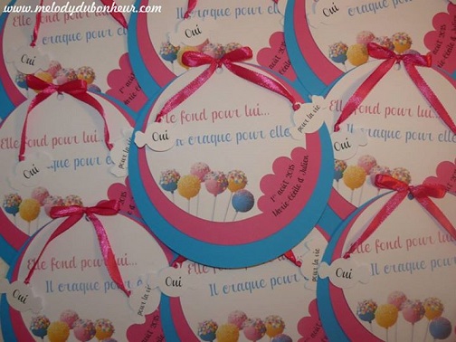 Faire part gourmand mariage bonbon cupcake