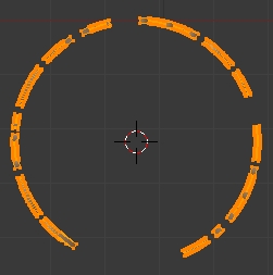 Le texte courbe autour du curseur 3D (Vue de face)