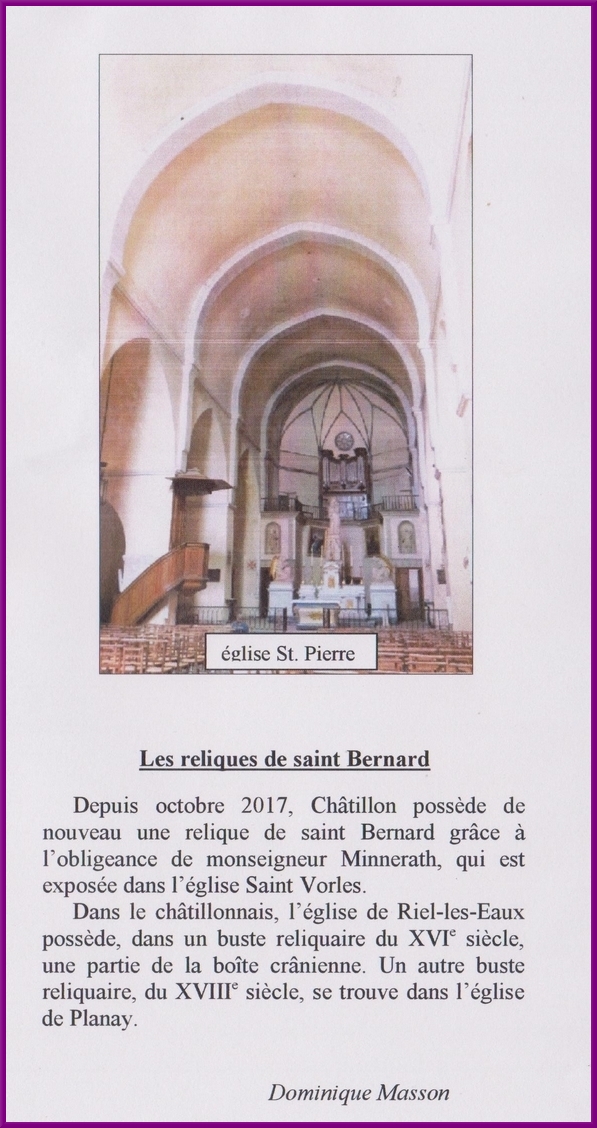 Création d'un chemin "saint Bernard" qui mène de Clairvaux à Fontenay